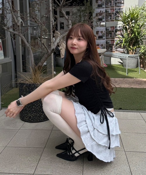 Another Branch olive des olive（アナザーブランチオリーブデオリーブ）の「【新色登場！】【@re.__mi23セレクト】ドロストドッキングT（Tシャツ/カットソー・レディース・アイボリー/ブラック/サックスブルー/ブラウン/ドット/ブラック系その他・FREE）」の18枚目の写真