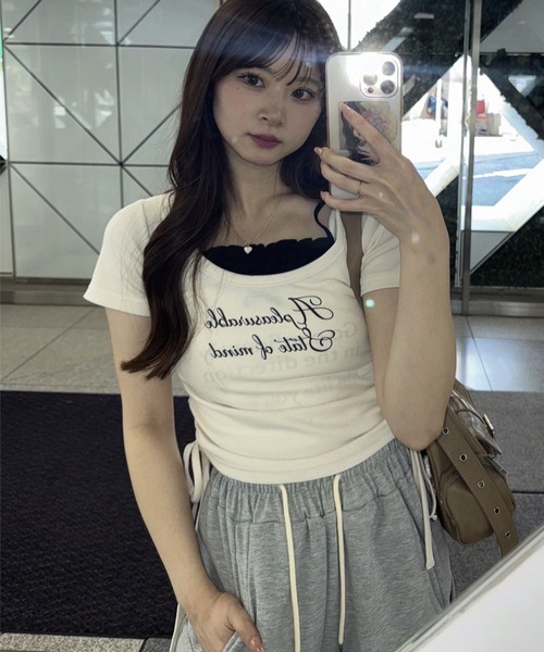 Another Branch olive des olive（アナザーブランチオリーブデオリーブ）の「【新色登場！】【@re.__mi23セレクト】ドロストドッキングT（Tシャツ/カットソー・レディース・アイボリー/ブラック/サックスブルー/ブラウン/ドット/ブラック系その他・FREE）」の20枚目の写真