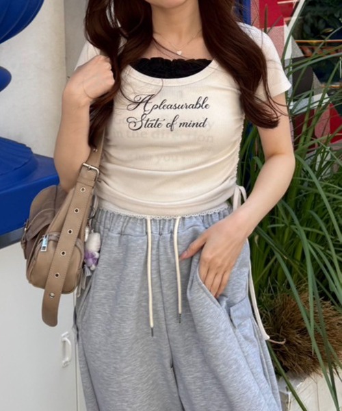 Another Branch olive des olive（アナザーブランチオリーブデオリーブ）の「【新色登場！】【@re.__mi23セレクト】ドロストドッキングT（Tシャツ/カットソー・レディース・アイボリー/ブラック/サックスブルー/ブラウン/ドット/ブラック系その他・FREE）」の21枚目の写真