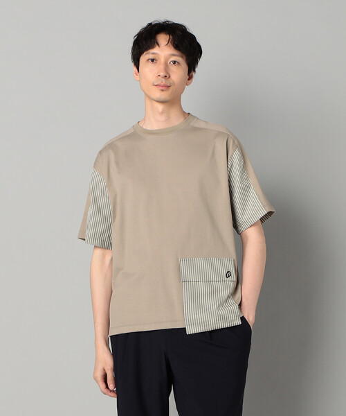 β MEN(ベータメン)の「ストライプポケット Tシャツ(Tシャツ/カットソー・メンズ・カーキ/ブルー・M/L)」の6枚目の写真