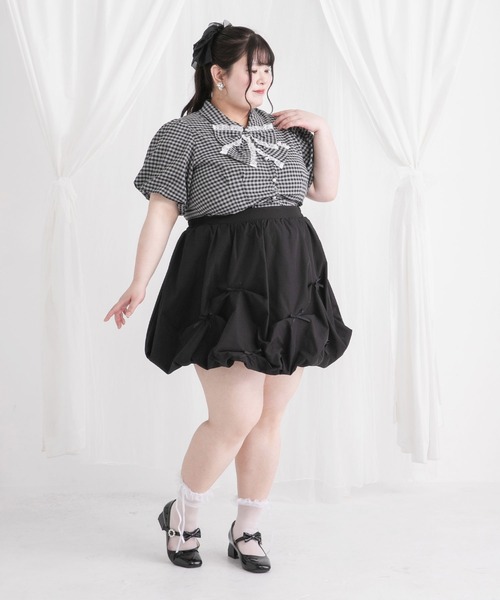 DearMyLoveWhip(ディアマイラブホイップ)の「【大きいサイズ】リボン付角襟シャツブラウス(シャツ/ブラウス・レディース・ブラック/チェック/ホワイト・6L/5L/4L)」の20枚目の写真