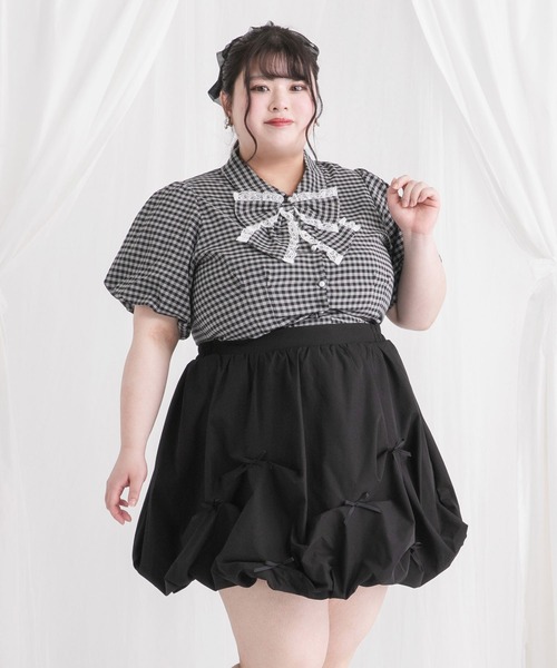 DearMyLoveWhip(ディアマイラブホイップ)の「【大きいサイズ】リボン付角襟シャツブラウス(シャツ/ブラウス・レディース・ブラック/チェック/ホワイト・6L/5L/4L)」の17枚目の写真