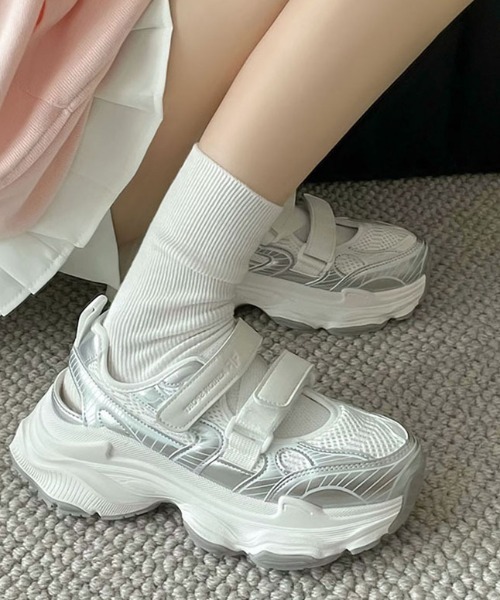 セール】スニーカー×サンダル 厚底 スニーカーサンダル ベルクロ