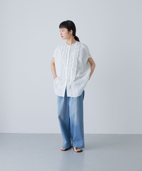 かぐれ（カグレ）の「リネンフリルフレンチワイドシャツ（シャツ
