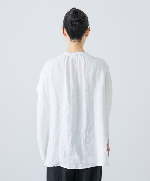 新品◯かぐれ　リネンフリルフレンチワイドシャツ リネンフリルフレンチワイドシャツ（シャツ/ブラウス）｜かぐれ
