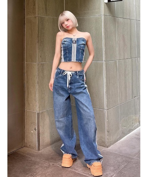 DIESEL デニムリブ編みベアトップ XS
