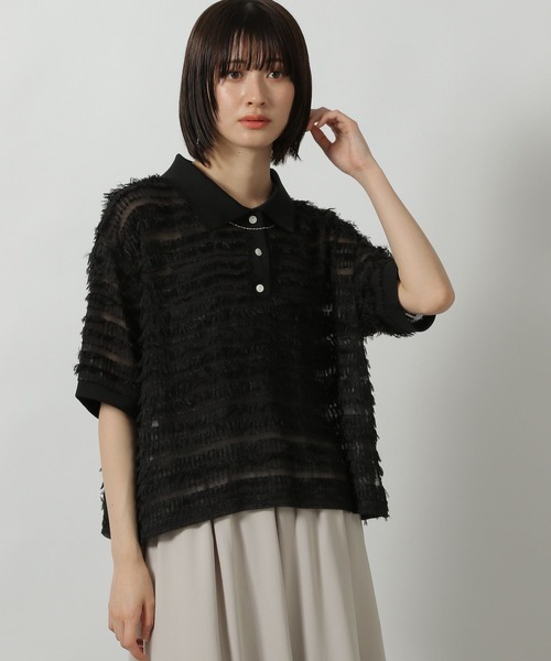 LAKOLE(ラコレ)の「ジャガードポロシャツ / 499546(Tシャツ/カットソー・レディース・ブラウン/ブラック/オフホワイト・FREE)」の11枚目の写真