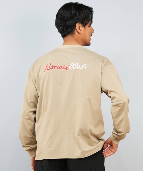 ムラサキスポーツ(ムラサキスポーツ)の「【限定】Nature Gangネイチャーギャング 長袖Tシャツ/ロンT バックプリント NG25ST03(Tシャツ/カットソー・メンズ・ベージュ/ブラック・M/L/XL)」の9枚目の写真