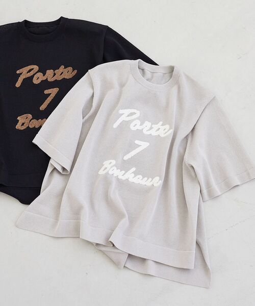 le.coeur blanc(ルクールブラン)の「シアー刺繍ハーフスリーブニット(ニット/セーター・レディース・ブラック/アイボリー/ライトグレー・38)」の11枚目の写真