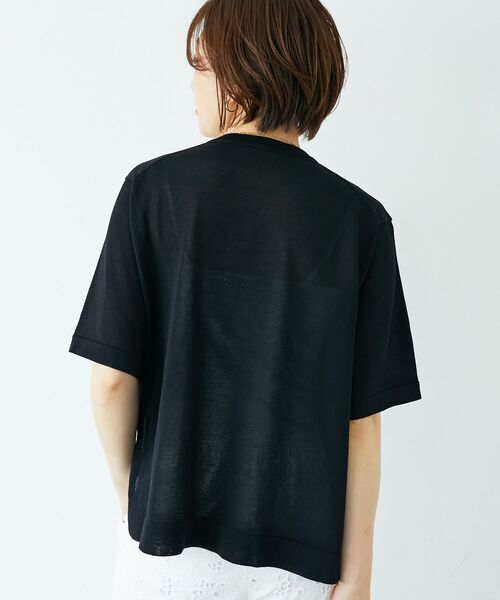 le.coeur blanc(ルクールブラン)の「シアー刺繍ハーフスリーブニット(ニット/セーター・レディース・ブラック/アイボリー/ライトグレー・38)」の16枚目の写真