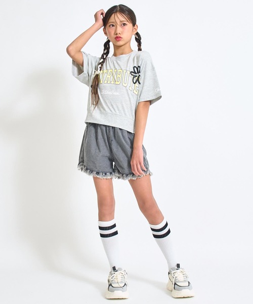 ANAP GiRL(アナップガール)の「フリンジ デニム イージー ショートパンツ【キッズお揃い】(デニムパンツ・キッズ・ブラック/ライトブルー・M/S/XS)」の6枚目の写真