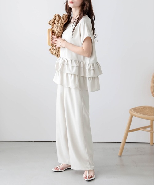 SUGAR BISKET(シュガービスケット)の「ティアードフリルセットアップ(セットアップ・レディース・グレー/ライトベージュ/オリーブ/ブラック・M/L)」の22枚目の写真