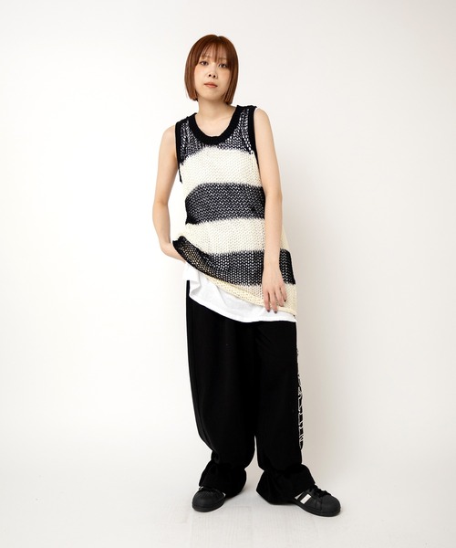 RNA（アールエヌエー）の「K2723 ワイドボーダーメッシュタンク（ニット/セーター・レディース・グリーン/ブラック×ホワイト/ブラウン・MEDIUM）」の10枚目の写真