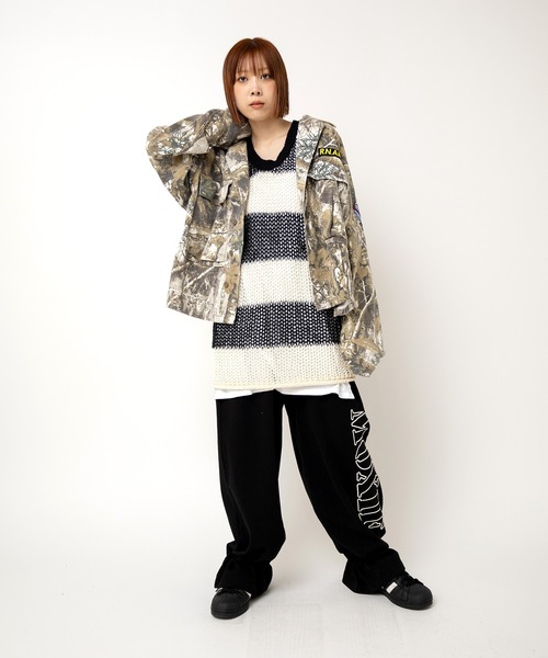 RNA（アールエヌエー）の「K2723 ワイドボーダーメッシュタンク（ニット/セーター・レディース・グリーン/ブラック×ホワイト/ブラウン・MEDIUM）」の11枚目の写真