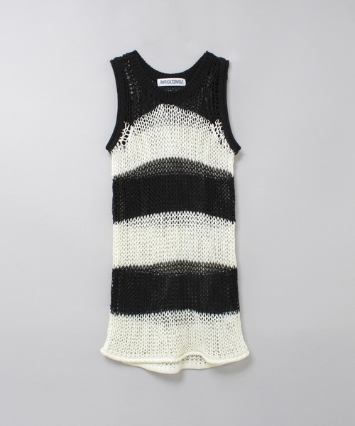 RNA（アールエヌエー）の「K2723 ワイドボーダーメッシュタンク（ニット/セーター・レディース・グリーン/ブラック×ホワイト/ブラウン・MEDIUM）」の7枚目の写真