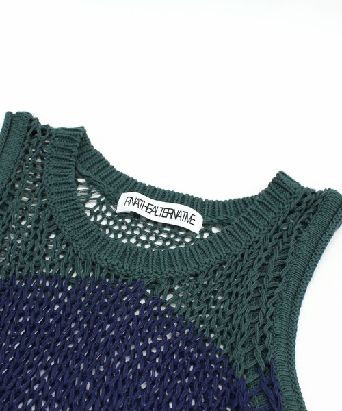 RNA（アールエヌエー）の「K2723 ワイドボーダーメッシュタンク（ニット/セーター・レディース・グリーン/ブラック×ホワイト/ブラウン・MEDIUM）」の21枚目の写真