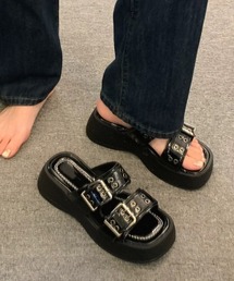 アイレットダブルベルト厚底サンダル