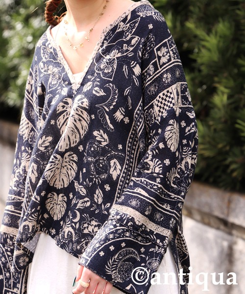 antiqua(アンティカ)の「エスニック柄スキッパーネックトップス(その他トップス・レディース・ブラック・ONESIZE)」の7枚目の写真