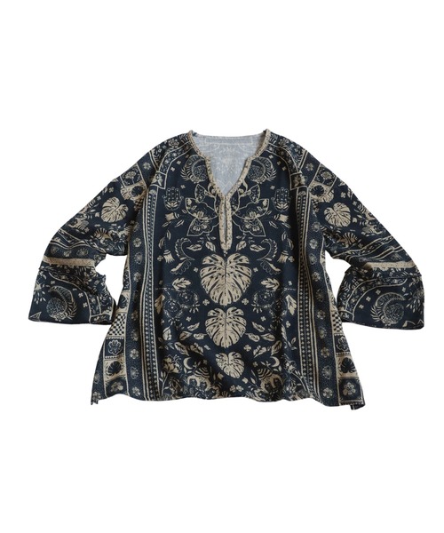 antiqua(アンティカ)の「エスニック柄スキッパーネックトップス(その他トップス・レディース・ブラック・ONESIZE)」の12枚目の写真