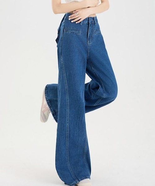 Aelina(エリナ)の「バックリボンデザインデニムパンツ(デニムパンツ・レディース・ブルー/ブラック/ダークブルー/ホワイト・S/M/L/XL)」の9枚目の写真