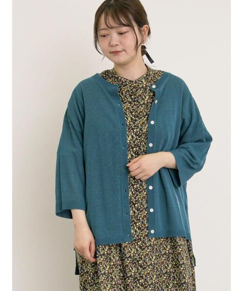 Samansa Mos2（サマンサ モスモス）の「[接触冷感]花刺繍七分袖クルーネックカーディガン（カーディガン/ボレロ・レディース・ブラック/レッド/グリーン/パープル/キナリ/イエロー・F）」の4枚目の写真