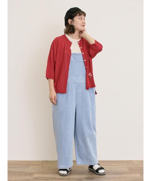 Samansa Mos2（サマンサ モスモス）の「[接触冷感]花刺繍七分袖クルーネックカーディガン（カーディガン/ボレロ・レディース・ブラック/レッド/グリーン/パープル/キナリ/イエロー・F）」の9枚目の写真