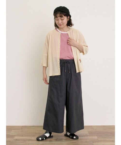 Samansa Mos2（サマンサ モスモス）の「[接触冷感]花刺繍七分袖クルーネックカーディガン（カーディガン/ボレロ・レディース・ブラック/レッド/グリーン/パープル/キナリ/イエロー・F）」の16枚目の写真