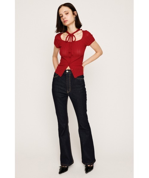 SLY(スライ)の「HW FLARE PT-C WITH ROICA(R)EF ハイウエスト フレアパンツ シー ウィズロイカ イーエフ(デニムパンツ・レディース・ダークブルー・23inch/22inch/26inch/25inch/24inch)」の7枚目の写真