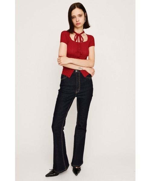 SLY(スライ)の「HW FLARE PT-C WITH ROICA(R)EF ハイウエスト フレアパンツ シー ウィズロイカ イーエフ(デニムパンツ・レディース・ダークブルー・23inch/22inch/26inch/25inch/24inch)」の8枚目の写真