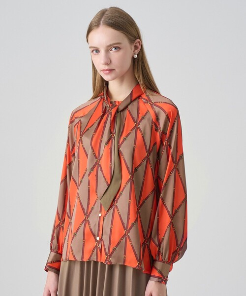 美品！ANAYI アナイ　ボウタイニット 送料無料 38サイズ セール】ベルトプリントボウタイ ブラウス（シャツ/ブラウス）｜ANAYI