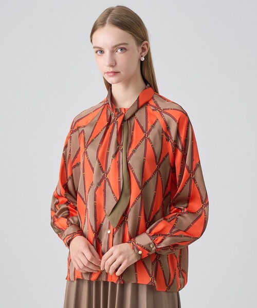 セール】ベルトプリントボウタイ ブラウス（シャツ/ブラウス）｜ANAYI