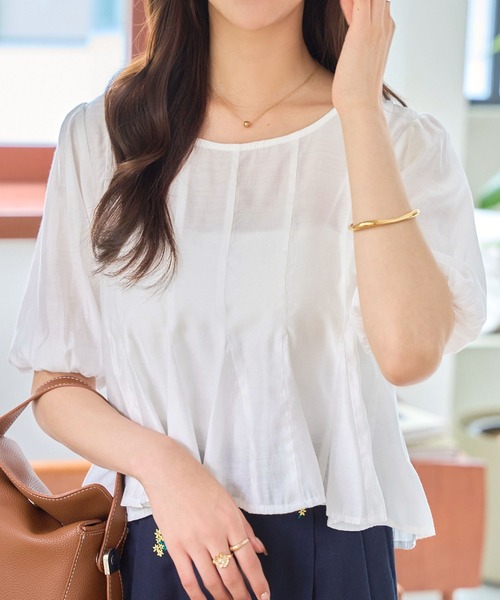 KOBE LETTUCE（コウベレタス）の「ペプラムシアーブラウス（シャツ/ブラウス・レディース・ホワイト/ピンク/ブラウン・M）」の14枚目の写真