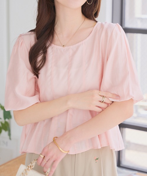 KOBE LETTUCE（コウベレタス）の「ペプラムシアーブラウス（シャツ/ブラウス・レディース・ホワイト/ピンク/ブラウン・M）」の17枚目の写真