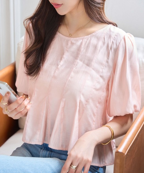 KOBE LETTUCE（コウベレタス）の「ペプラムシアーブラウス（シャツ/ブラウス・レディース・ホワイト/ピンク/ブラウン・M）」の19枚目の写真