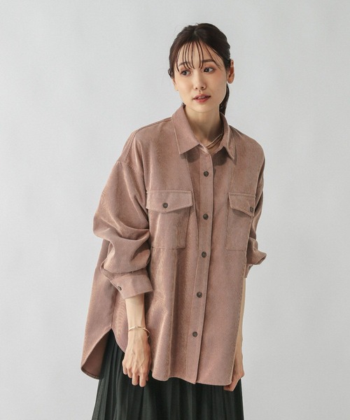 GLOBAL WORK（グローバルワーク）の「イージーケアコーデュロイシャツ/499701（シャツ/ブラウス・レディース・ブルー系その他/ラベンダー/ボルドー/キャメル/アイボリー/ピンク系その他・MEDIUM/LARGE）」の5枚目の写真