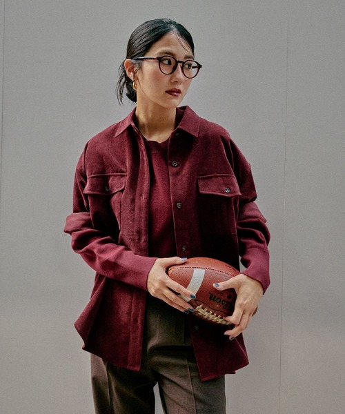 GLOBAL WORK（グローバルワーク）の「イージーケアコーデュロイシャツ/499701（シャツ/ブラウス・レディース・ブルー系その他/ラベンダー/ボルドー/キャメル/アイボリー/ピンク系その他・MEDIUM/LARGE）」の6枚目の写真