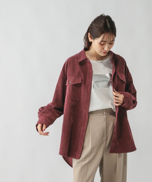 GLOBAL WORK（グローバルワーク）の「イージーケアコーデュロイシャツ/499701（シャツ/ブラウス・レディース・ブルー系その他/ラベンダー/ボルドー/キャメル/アイボリー/ピンク系その他・MEDIUM/LARGE）」の17枚目の写真