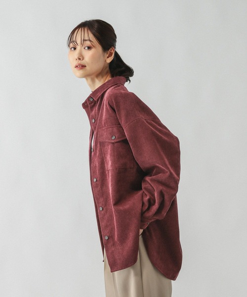 GLOBAL WORK（グローバルワーク）の「イージーケアコーデュロイシャツ/499701（シャツ/ブラウス・レディース・ブルー系その他/ラベンダー/ボルドー/キャメル/アイボリー/ピンク系その他・MEDIUM/LARGE）」の18枚目の写真