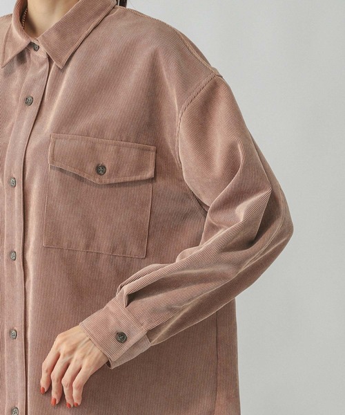 GLOBAL WORK（グローバルワーク）の「イージーケアコーデュロイシャツ/499701（シャツ/ブラウス・レディース・ブルー系その他/ラベンダー/ボルドー/キャメル/アイボリー/ピンク系その他・MEDIUM/LARGE）」の12枚目の写真