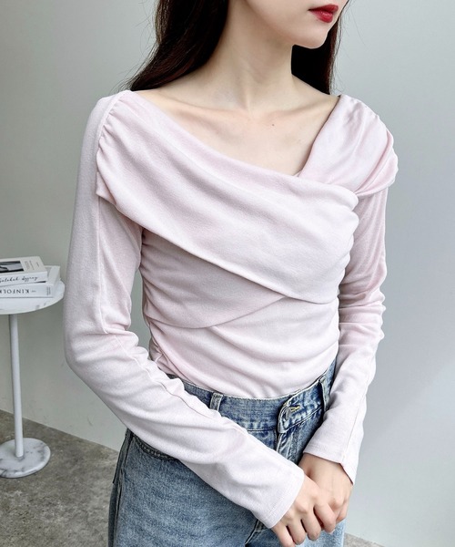 INGNI(イング)の「カシュクールトップス(Tシャツ/カットソー・レディース・ブラック/チャコールグレー/ピンク/オフホワイト・M)」の9枚目の写真