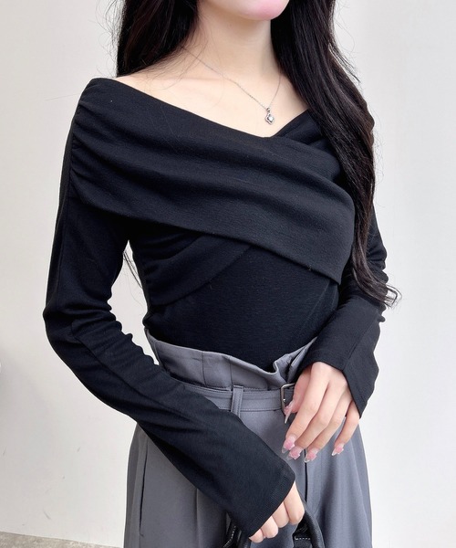 INGNI(イング)の「カシュクールトップス(Tシャツ/カットソー・レディース・ブラック/チャコールグレー/ピンク/オフホワイト・M)」の21枚目の写真