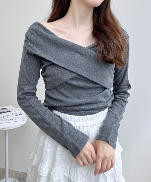 INGNI(イング)の「カシュクールトップス(Tシャツ/カットソー・レディース・ブラック/チャコールグレー/ピンク/オフホワイト・M)」の15枚目の写真