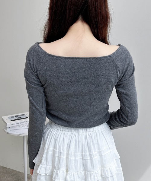 INGNI(イング)の「カシュクールトップス(Tシャツ/カットソー・レディース・ブラック/チャコールグレー/ピンク/オフホワイト・M)」の12枚目の写真