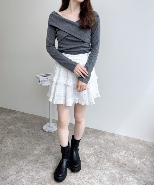 INGNI(イング)の「カシュクールトップス(Tシャツ/カットソー・レディース・ブラック/チャコールグレー/ピンク/オフホワイト・M)」の11枚目の写真