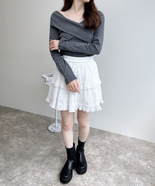 INGNI(イング)の「カシュクールトップス(Tシャツ/カットソー・レディース・ブラック/チャコールグレー/ピンク/オフホワイト・M)」の10枚目の写真