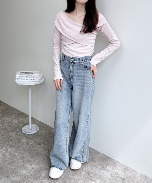 INGNI(イング)の「カシュクールトップス(Tシャツ/カットソー・レディース・ブラック/チャコールグレー/ピンク/オフホワイト・M)」の7枚目の写真