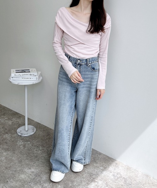 INGNI(イング)の「カシュクールトップス(Tシャツ/カットソー・レディース・ブラック/チャコールグレー/ピンク/オフホワイト・M)」の6枚目の写真