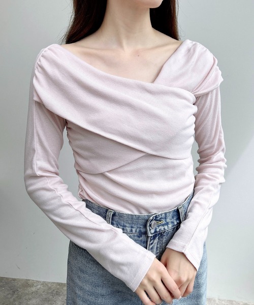 INGNI(イング)の「カシュクールトップス(Tシャツ/カットソー・レディース・ブラック/チャコールグレー/ピンク/オフホワイト・M)」の5枚目の写真