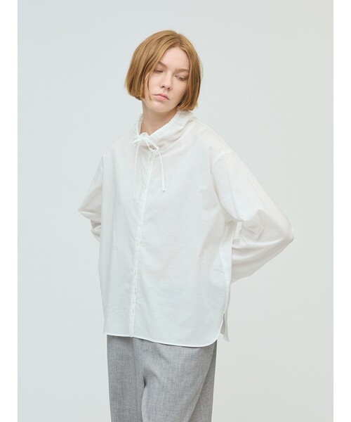 mizuiroind（ミズイロインド）の「mizuiro ind ギャザースタンドカラーシャツ（シャツ/ブラウス・レディース・ホワイト/ライトブルー/ブルー/ブラック/ライトグレー・FREE）」の17枚目の写真