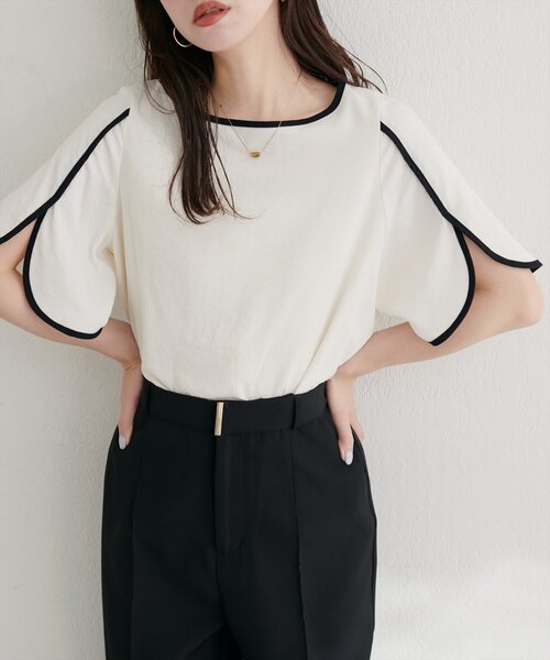 natural couture（ナチュラルクチュール）の「【WEB限定】ハチワレスリーブ麻調ブラウス（シャツ/ブラウス・レディース・マスタード/ピンク/ブラウン/サックスブルー/ブラック/オフホワイト・FREE）」の18枚目の写真